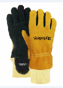Firefighter Gloves Two-ply Kevlar wristlet with leather pull-tab cuff