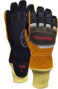 Firefighter Gloves designed to meet NFPA 1970 2025 standards with heat resistant felt padded knuckles and reflective tape